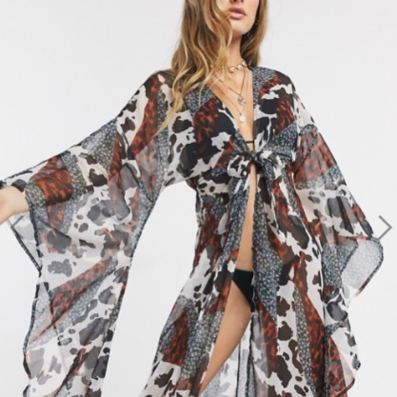 🎀 BE HAPPY 🎀 BOOTS WEDGE HEEL SARONG BELL SLEEVE STUD EMPIRE WAIST  FLARE LONG - Picture 12 of 16